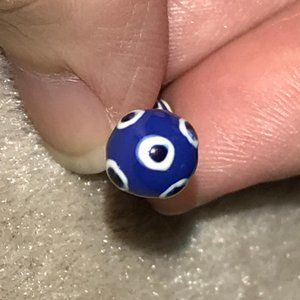 14 Gauge Blue, White, and Black Polka Dot Tongue Ring